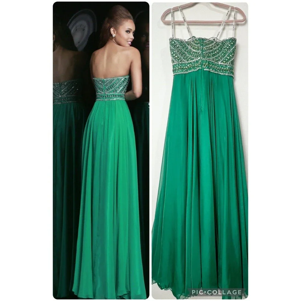 Sherri Hill Formal Dress #8546 Mardi Gras Strapless Emerald Green NWT Women’s 8 - Picture 2 of 14